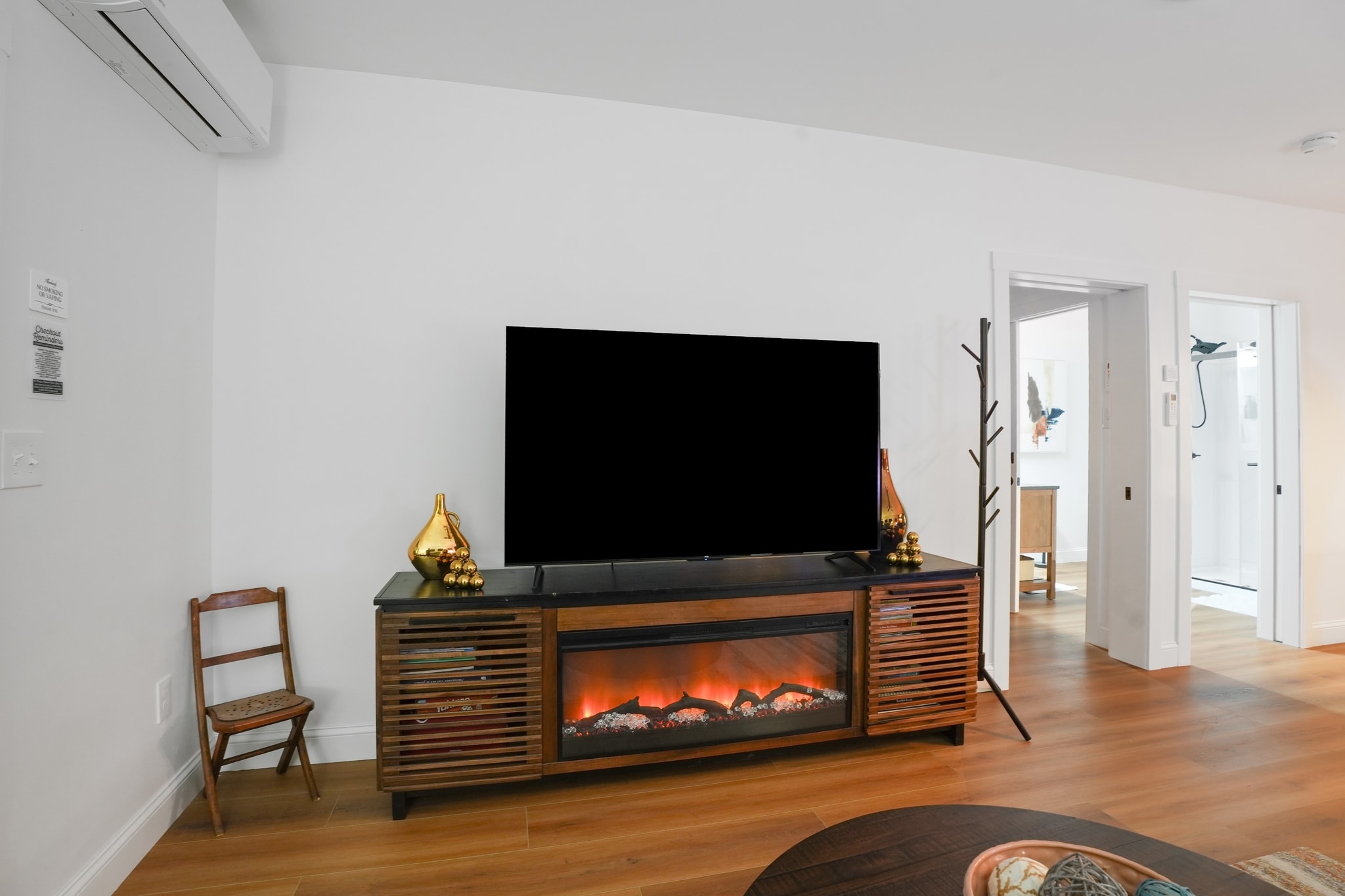 TV and electric fireplace credenza
